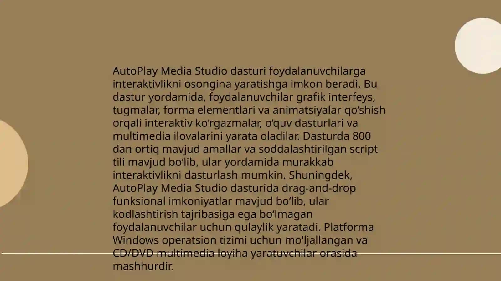 Pedagogik dasturiy vositalar (AutoPlayMedia Studio, CourseLab, va boshqalar) 4