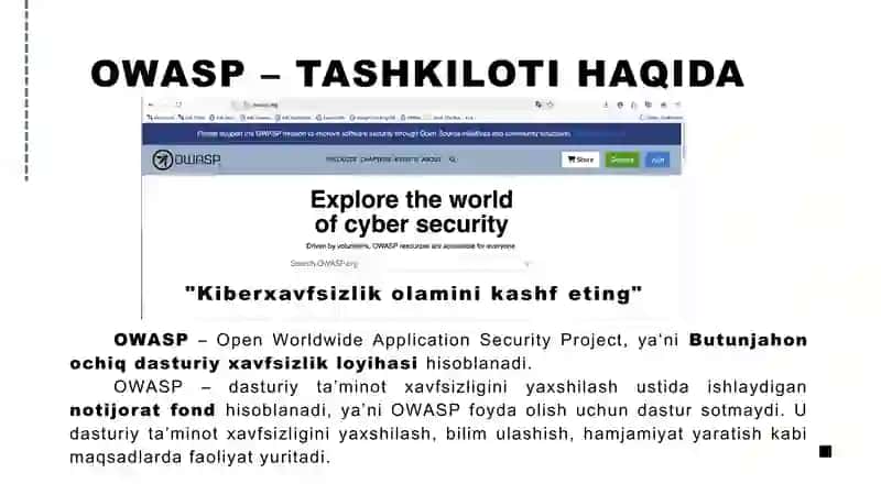 “OWASP – Tashkiloti va uning faoliyat turi” 4