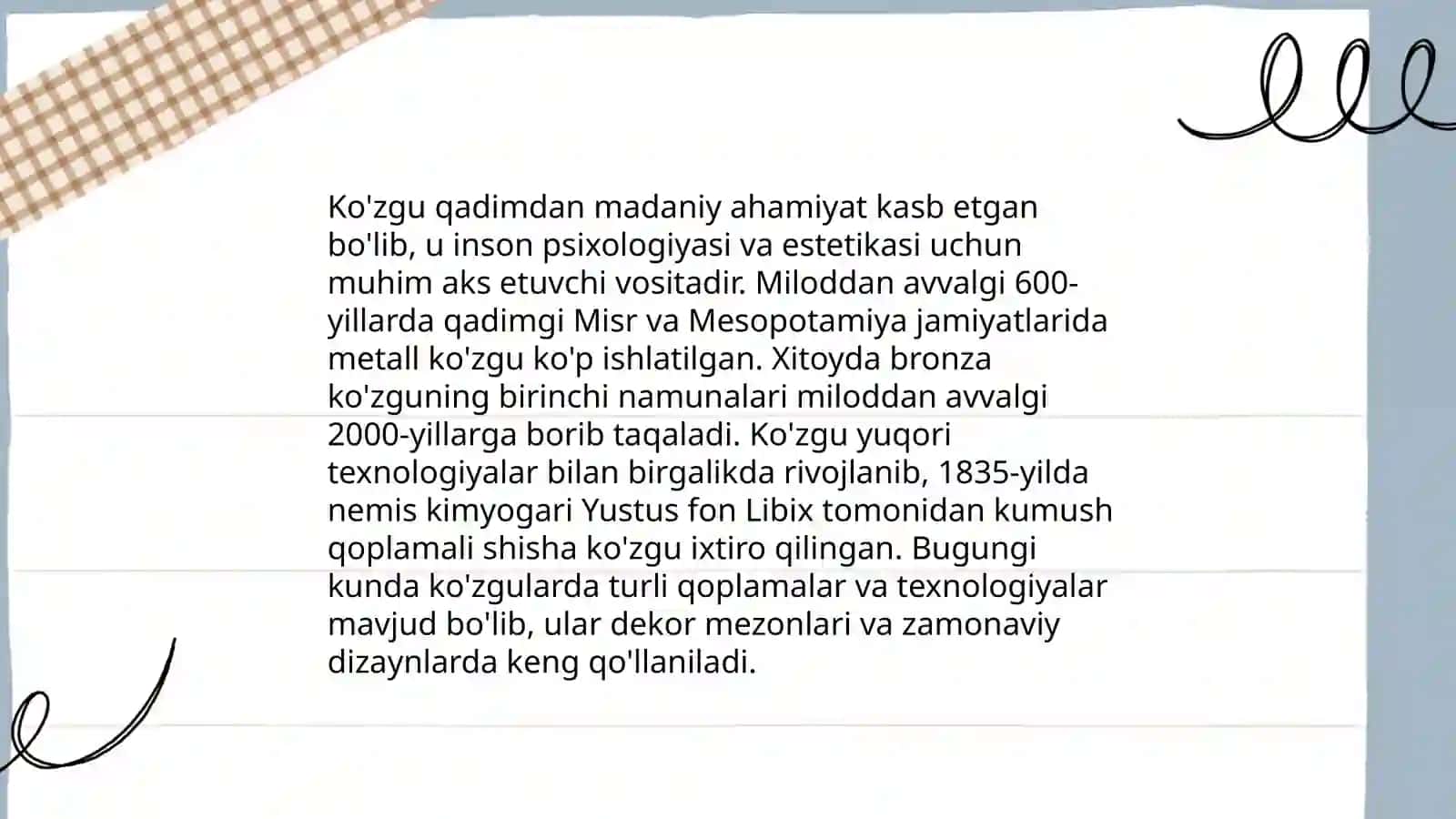 Ko'zgu Tarixiy Rivojlanishi 4