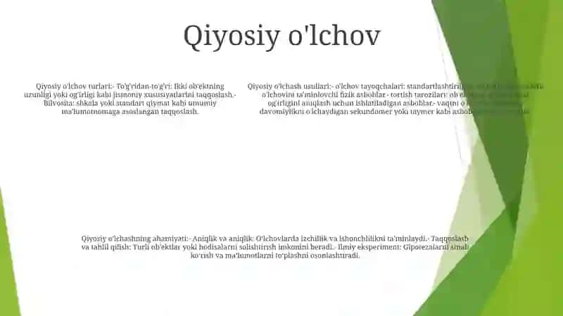 OʻLchash Usullari 4