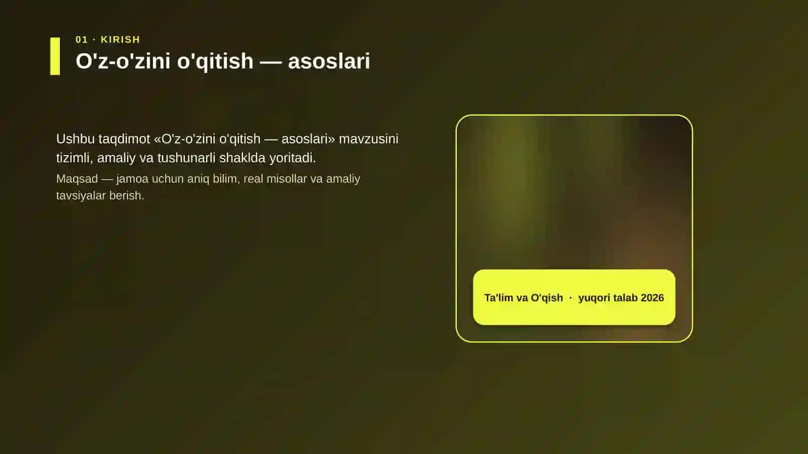O'z-o'zini o'qitish — asoslari 4