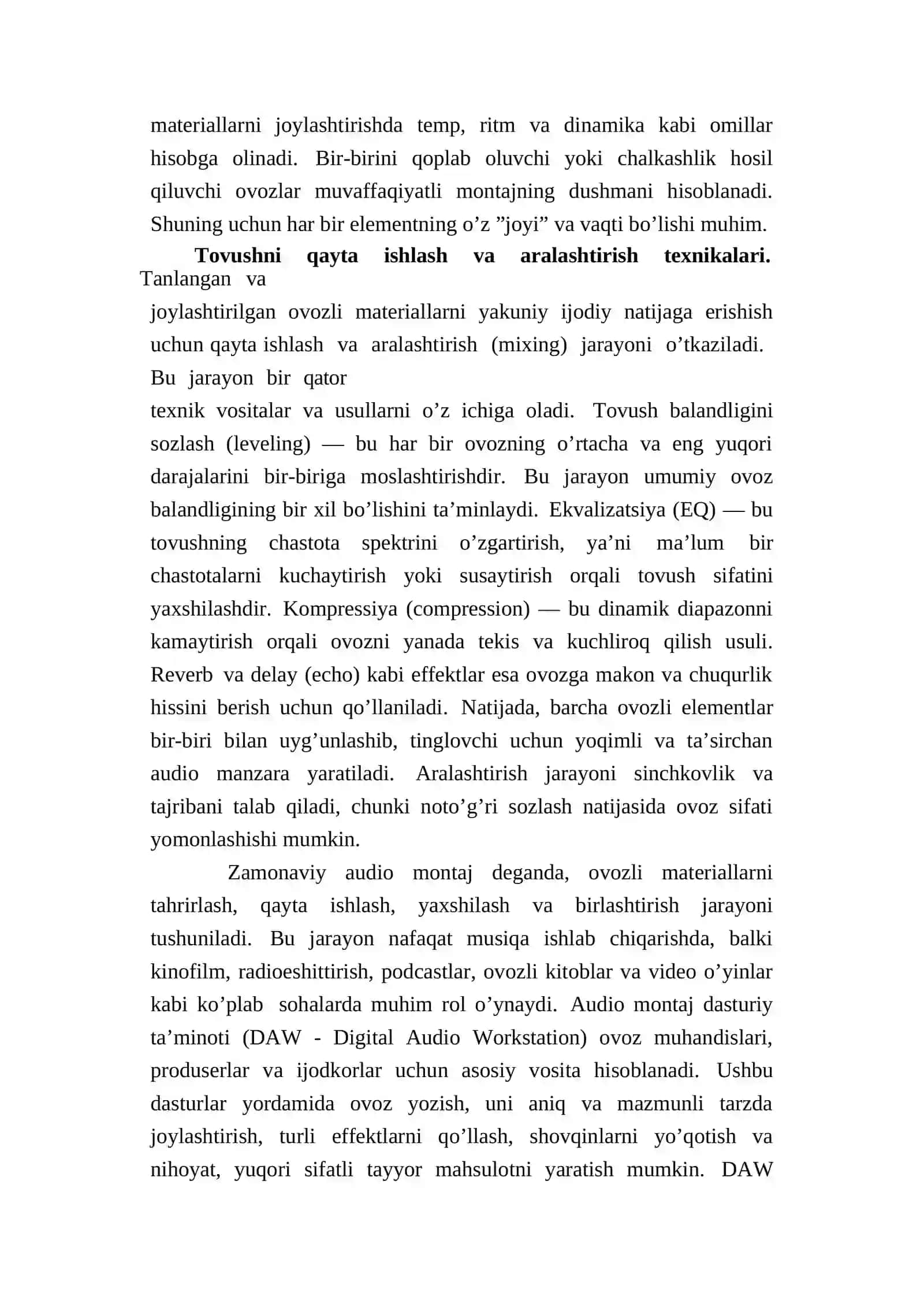 Audio montaj jarayonlari 4