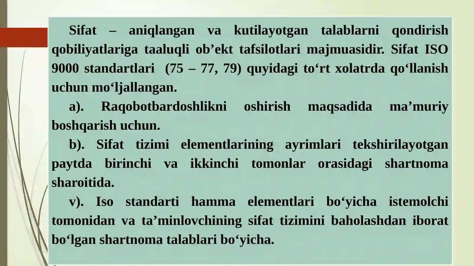 SIFAT NAZORATINI TASHKIL ETISH 4