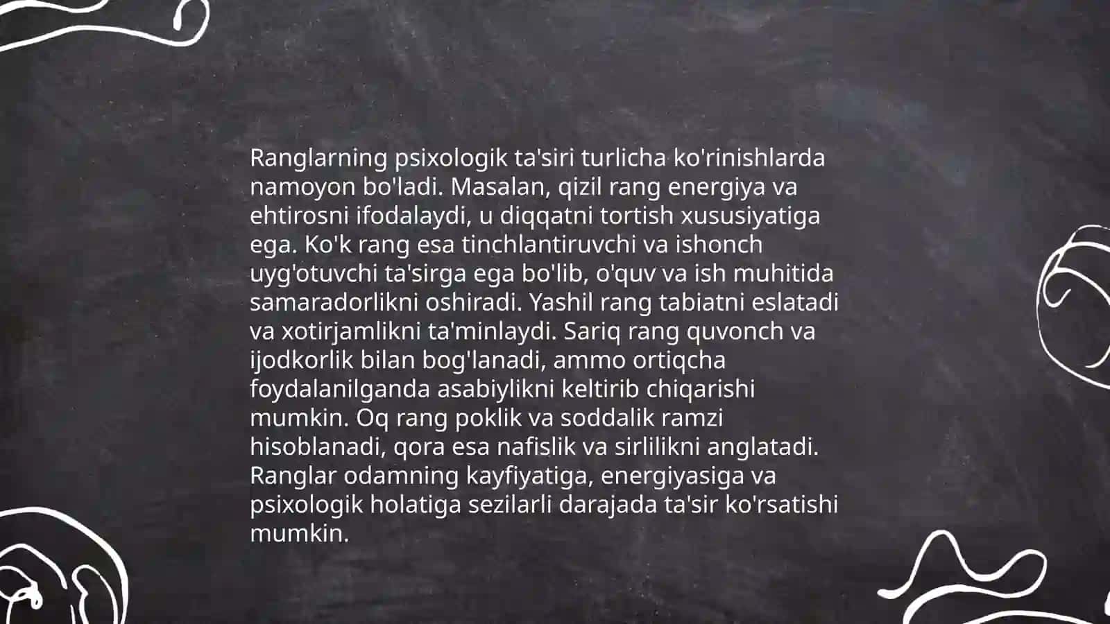 Ranglarning tasnifi 4