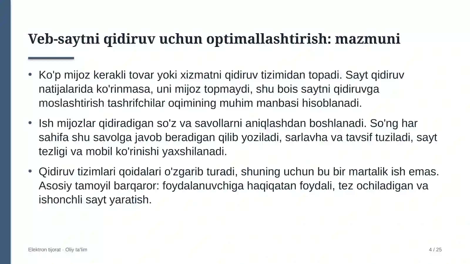 Elektron Tijorat · Oliy Ta'lim 4