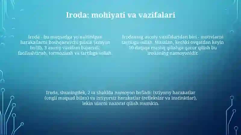 Shaxs va uning irodaviy sohasi 4