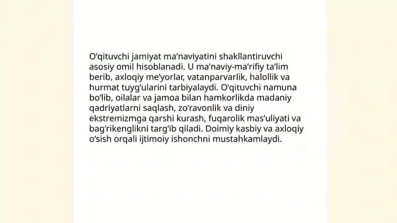 Oʻqituvchining jamiyatda tutgan oʻrni 4