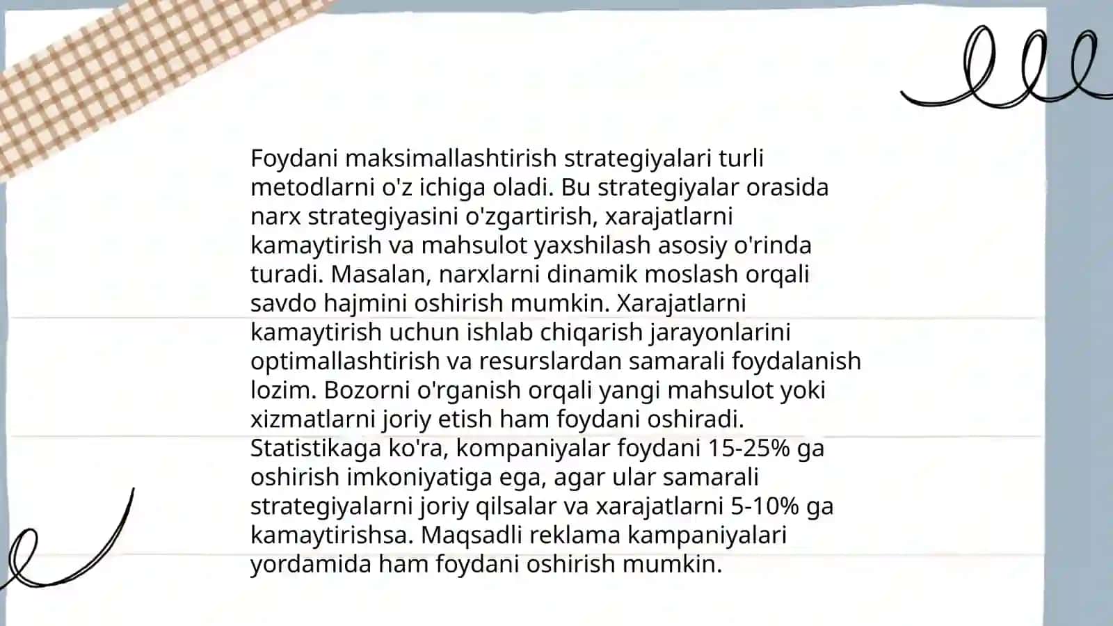 Korxonaning daromadi va foydasi. Foydani maksimallashtirish 4
