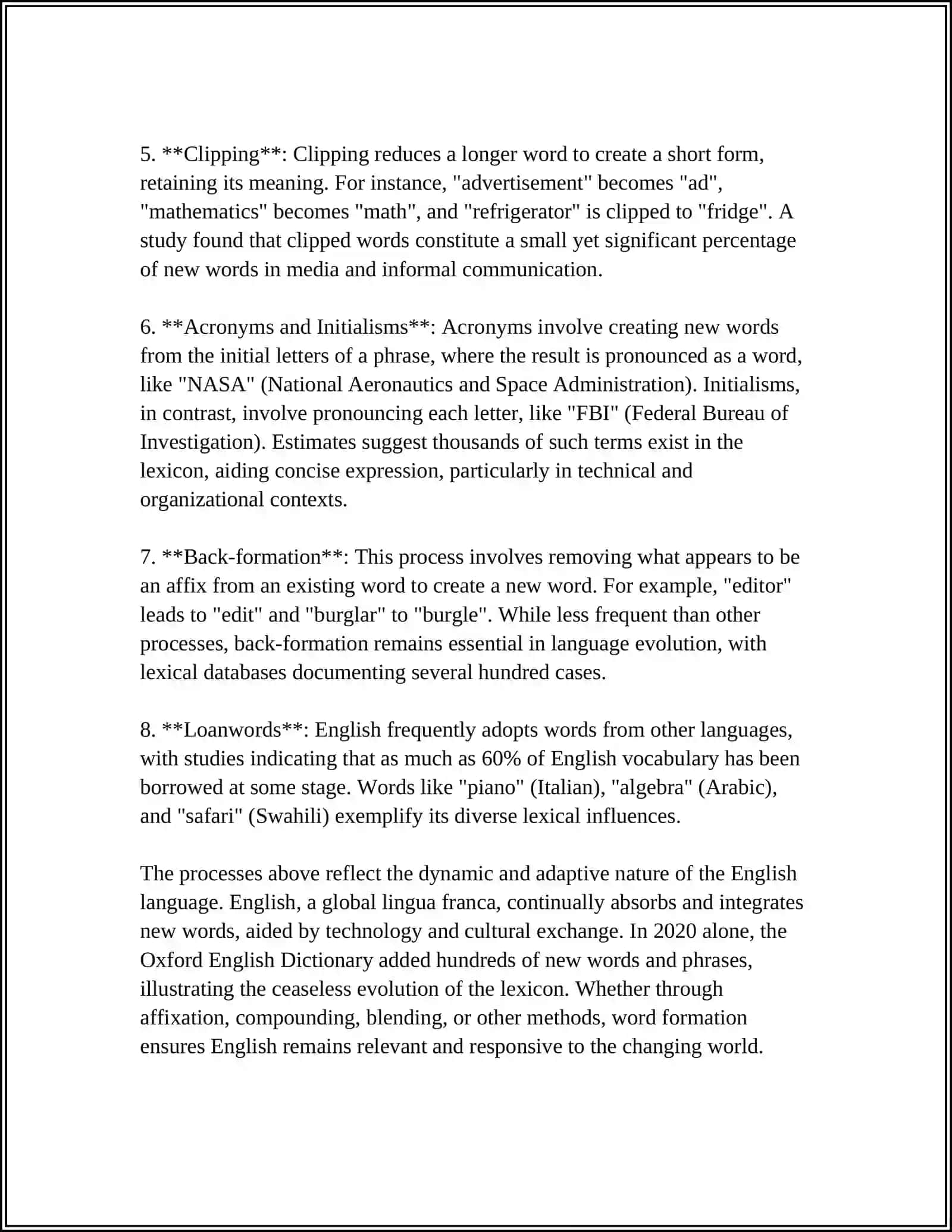 WORD INFORMATION 4