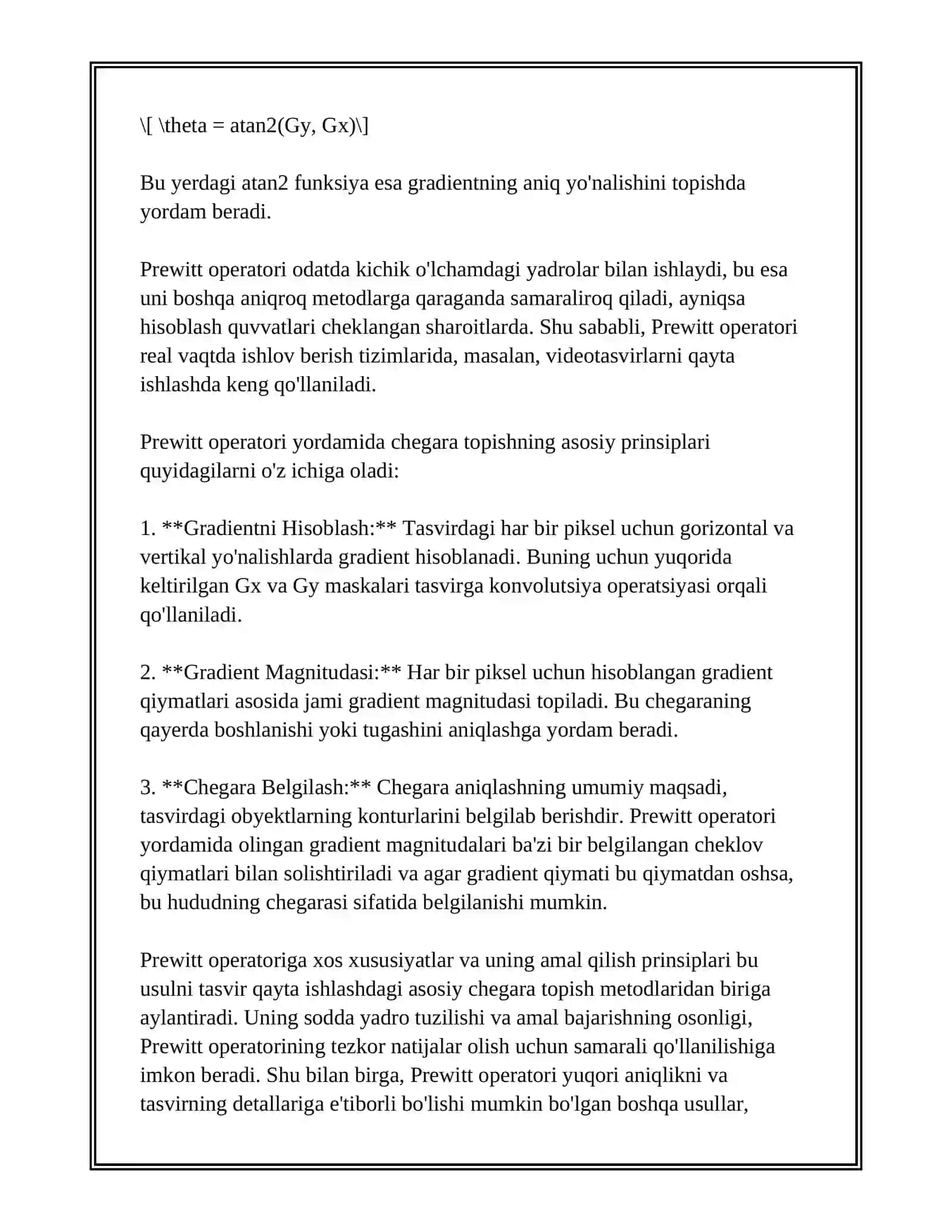 PREWITT OPERATORI YORDAMIDA CHEGARA TOPISH 4