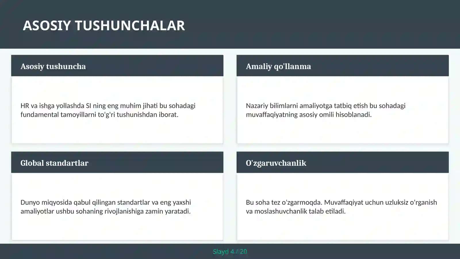 HR va ishga yollashda SI 4