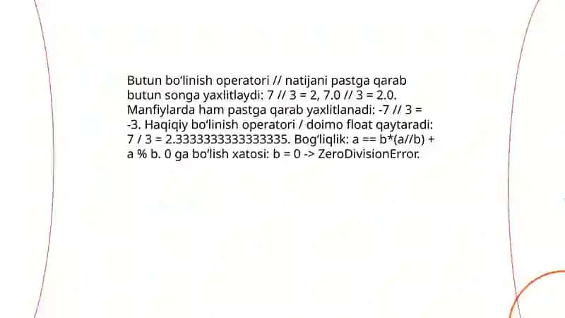 Pythonda arifmetik amallar 4