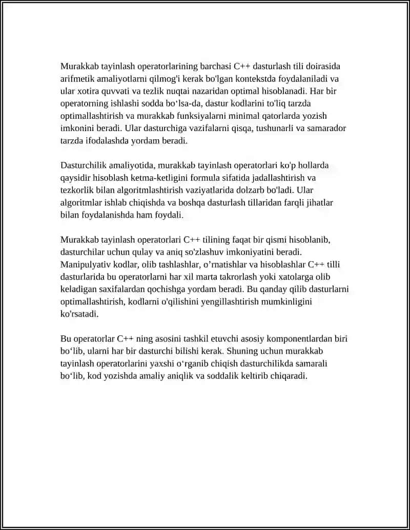 C++ TILIDA MURAKKAB OPERATORLAR 4