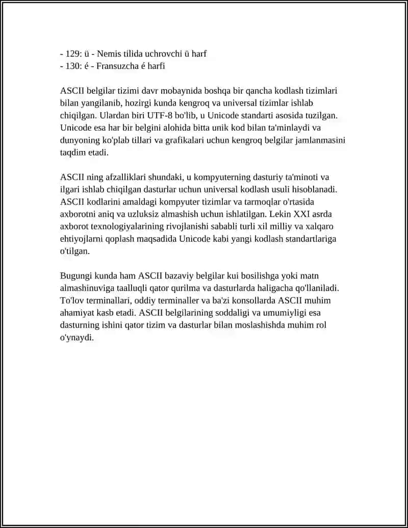 ASCII belgilari 4