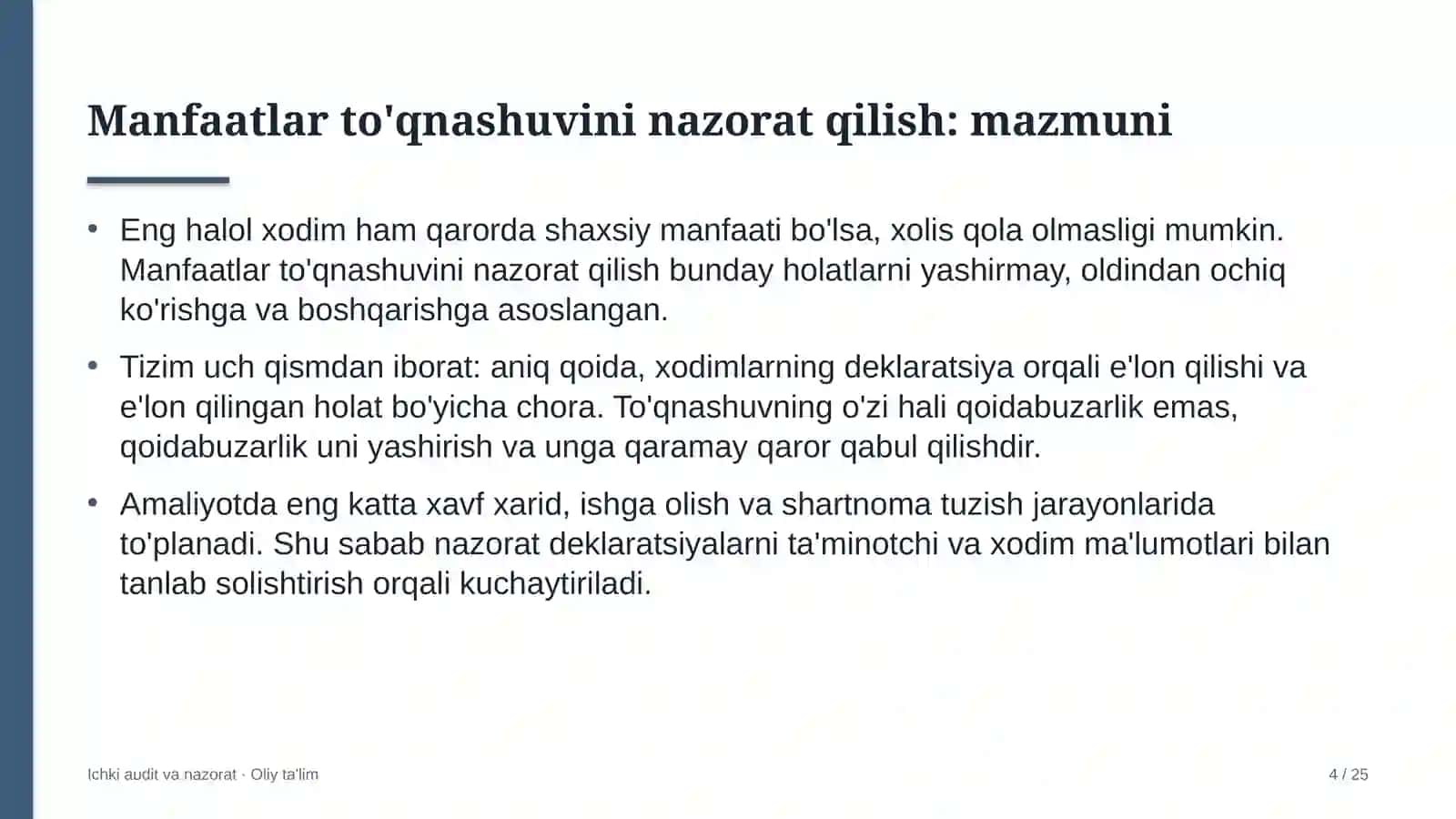 G'allachilikda manfaatlar to'qnashuvini nazorat qilish 4