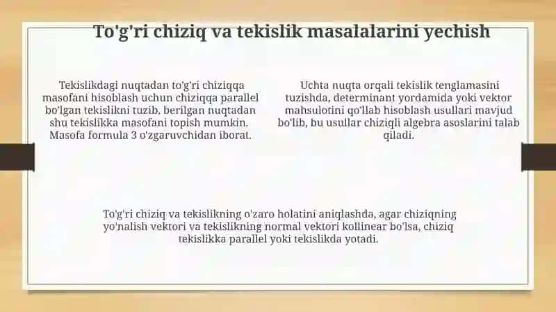 Tekislikning asosiy xususiyatlari 4