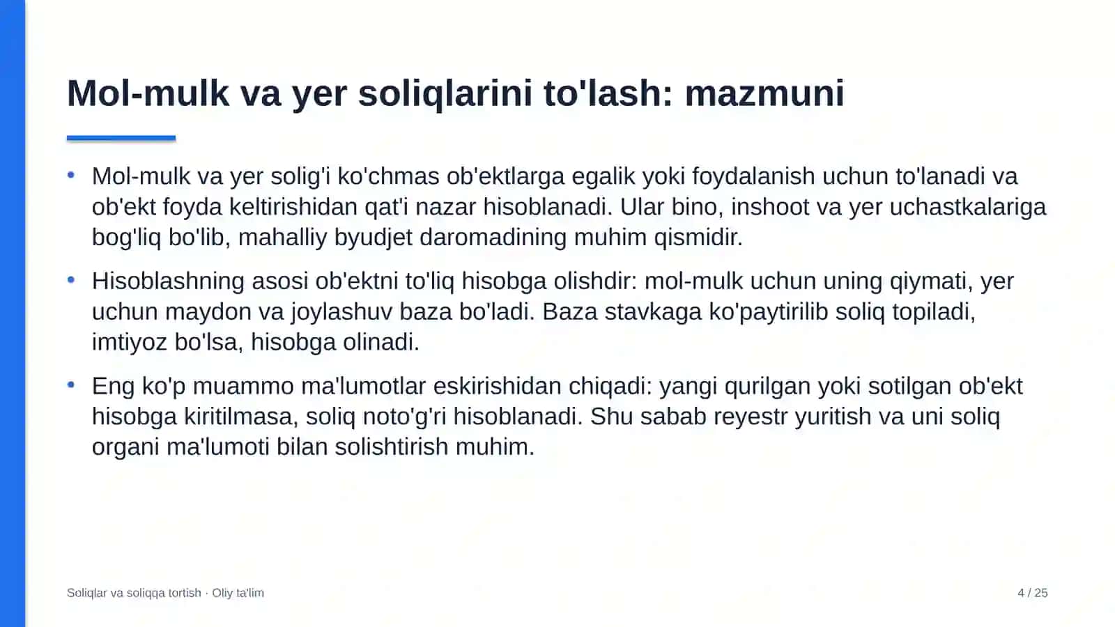 Dori vositalari ulgurji savdosida mol-mulk va yer soliqlarini to'lash 4