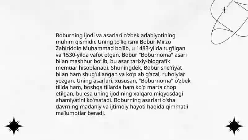 Ham Shoh, ham shoir Zahiriddin Muhammad Bobur. 4