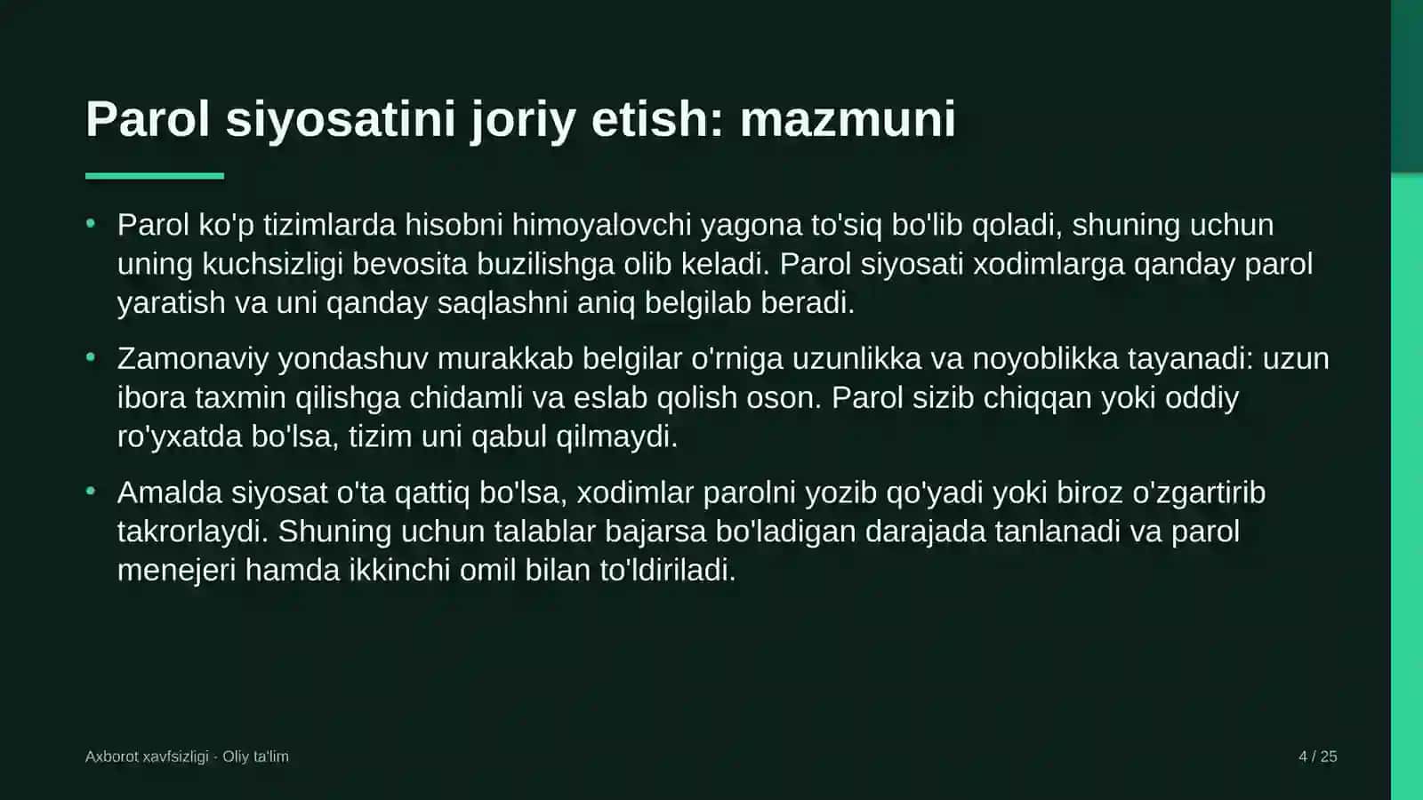 Jamoat tashkilotlarida parol siyosatini joriy etish 4