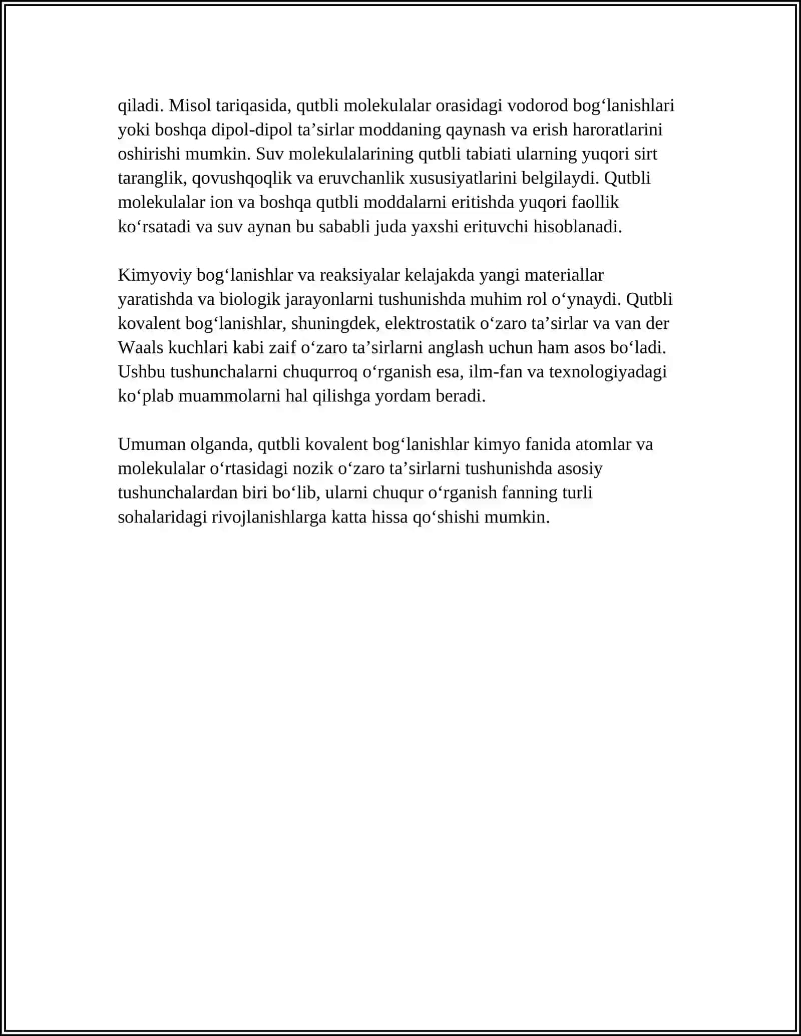 QUTBLI KOVALENT BOGʻLANISH 4