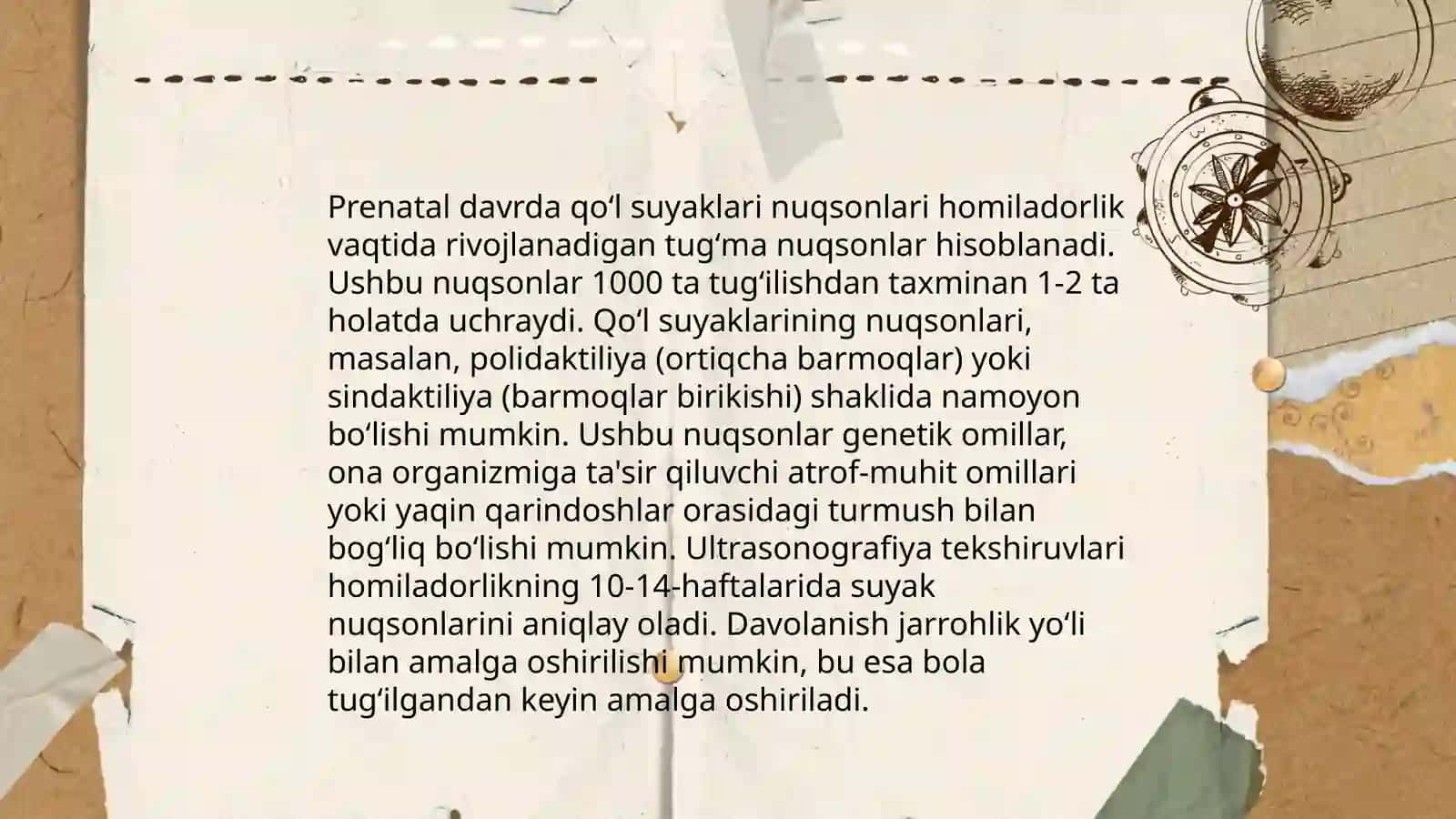 Qoʻl suyaklarining variantli anatomiyasi rivojlanish nuqsonlari qoʻl suyaklarini ichki va tashqi faktorlarining ta'siri 4