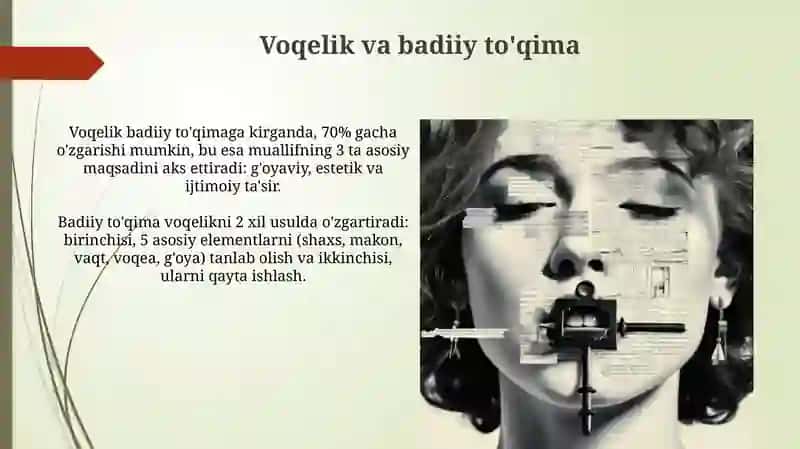Badiiy asar mazmunining elementlari: Kirish 4