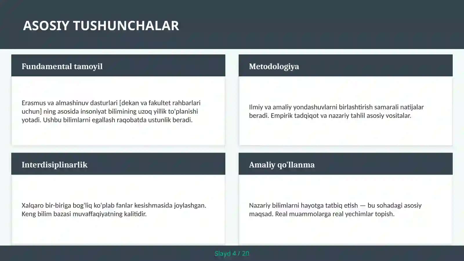 Erasmus va almashinuv dasturlari [dekan va fakultet rahbarlari uchun] 4