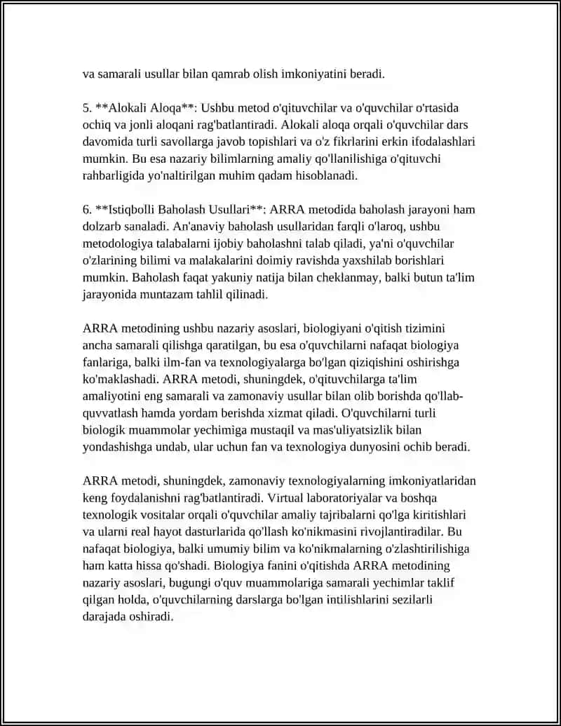 BIOLOGIYA OQITISH TEXNOLOGIYALARIDA ARRA METODI 4