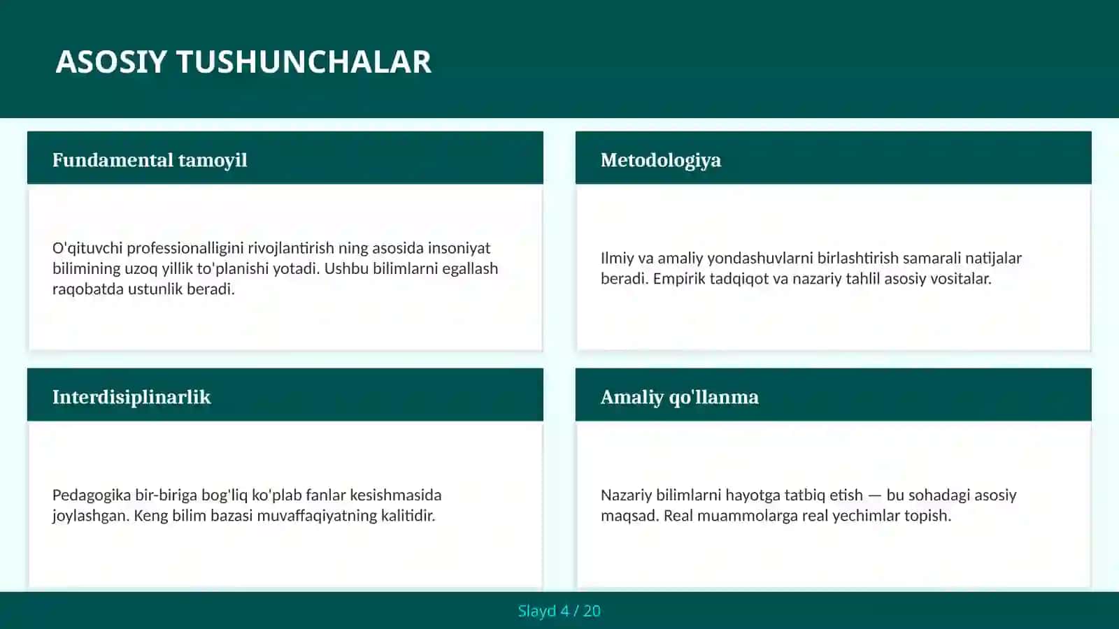 O'qituvchi professionalligini rivojlantirish 4