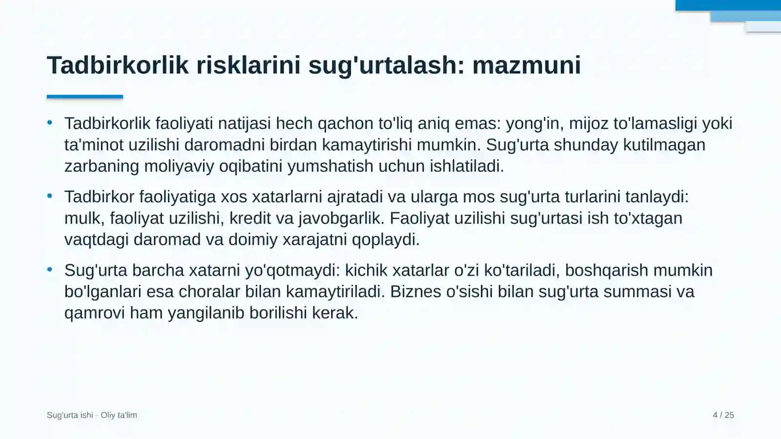 Islomiy moliya tashkilotlarida tadbirkorlik risklarini sug'urtalash 4