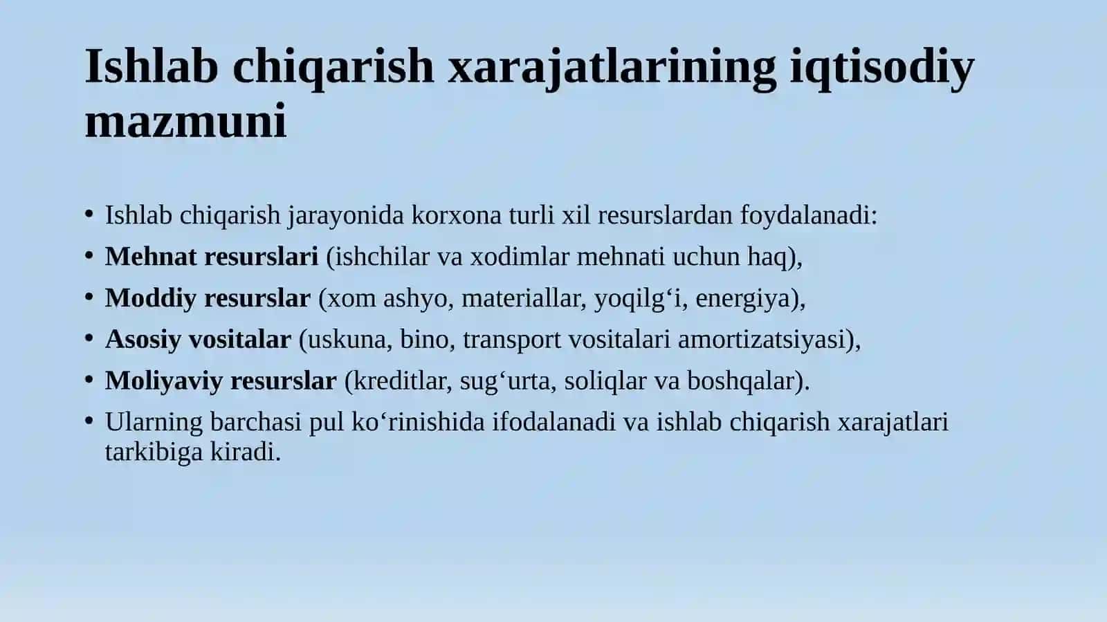 Ishlab chiqarish xarajatlari hisobi 4