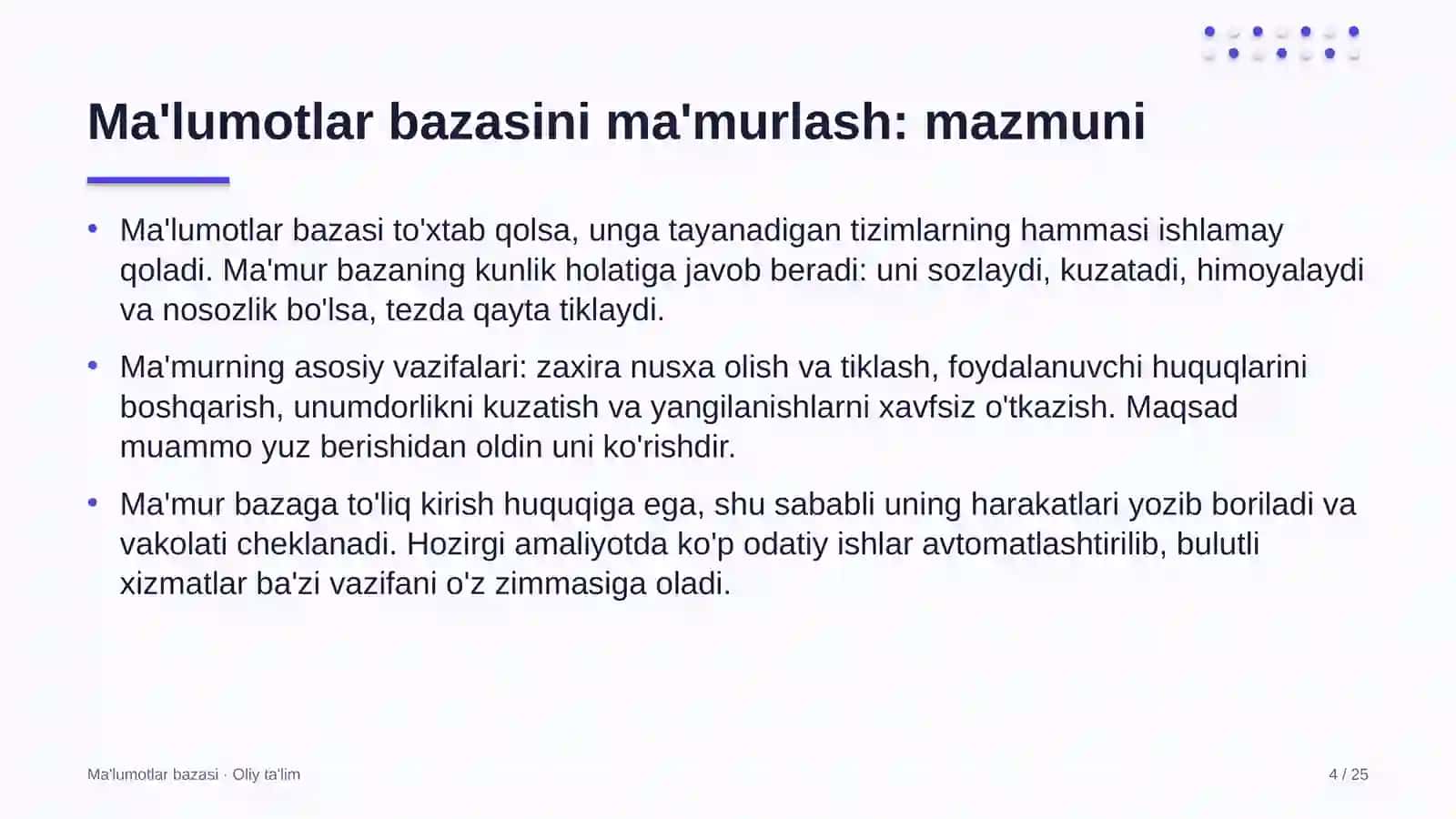 Tuman gazetalarida ma'lumotlar bazasini ma'murlash 4