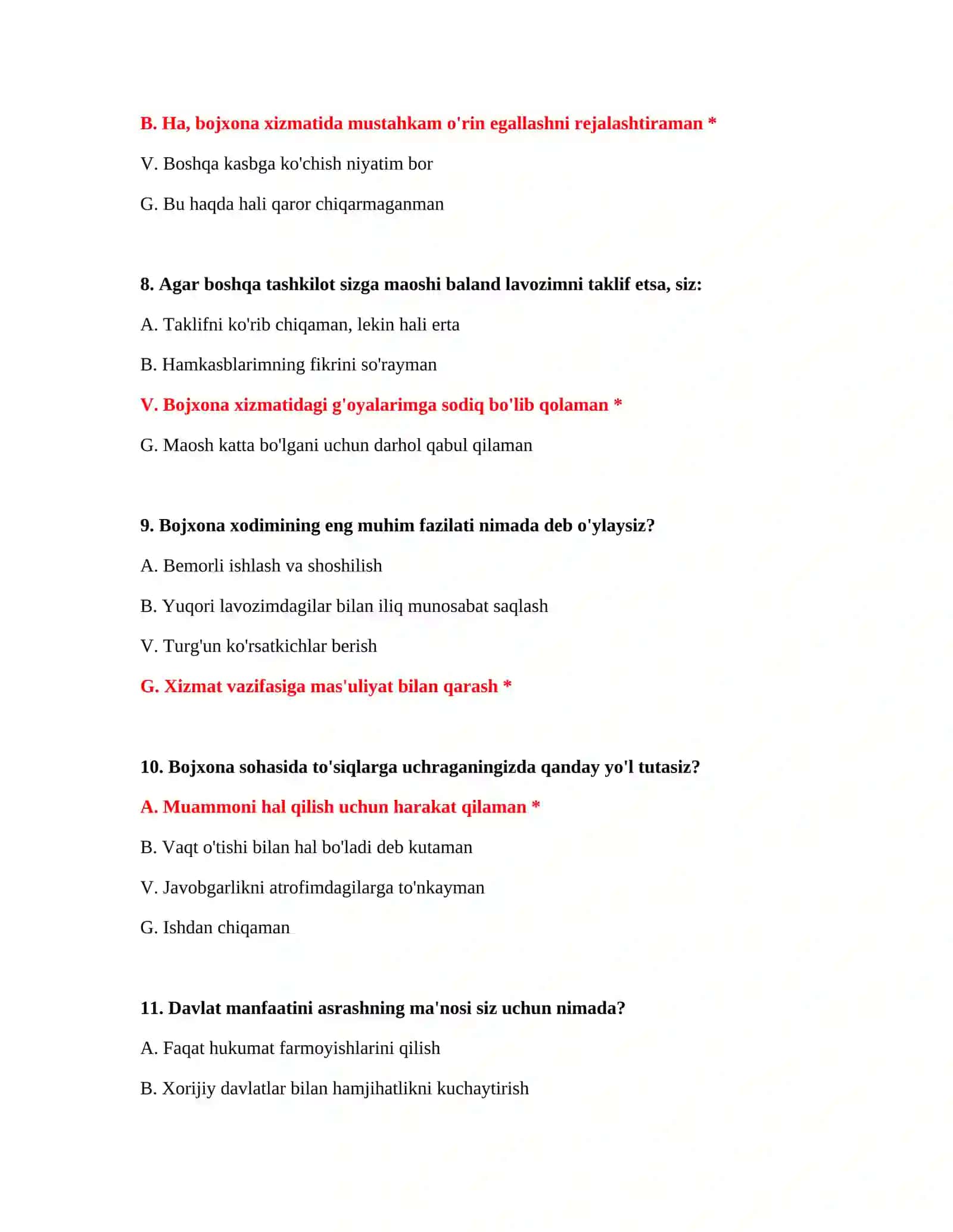 BOJXONA AKADEMIYASI TEST SAVOLLARI 4