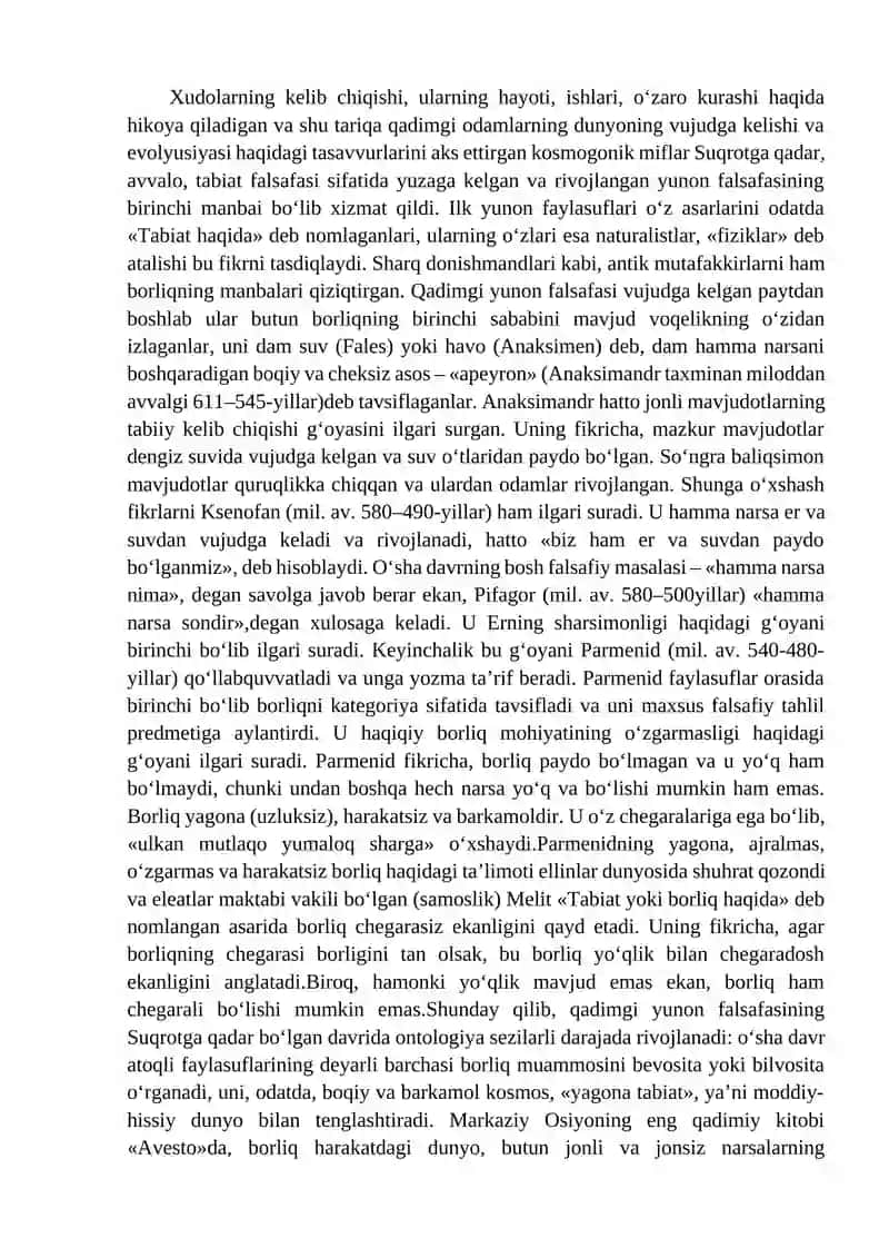 BORLIQ FALSAFASI (ONTOLOGIYA) 4