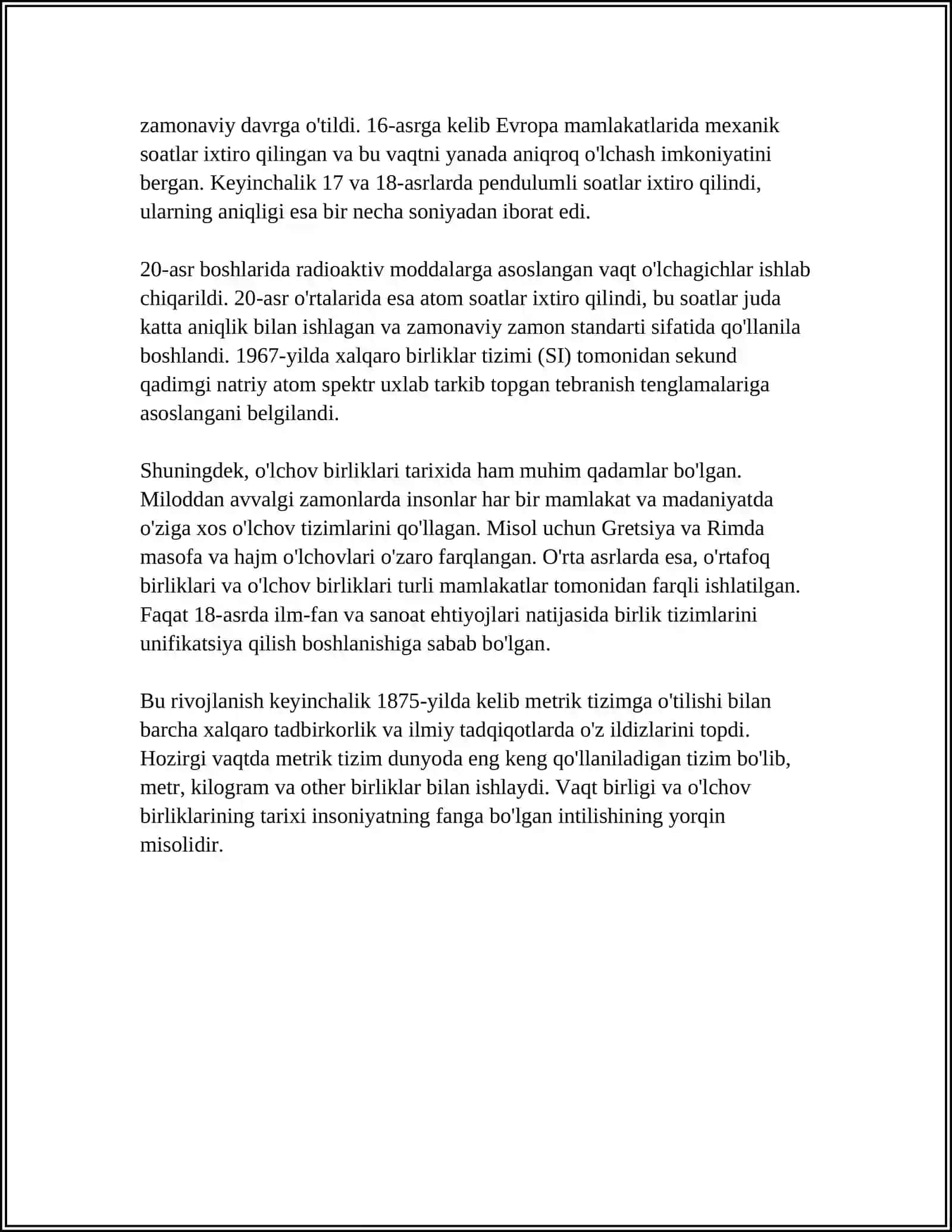 VAQT ÓLCHOV BIRLIKLARI 4