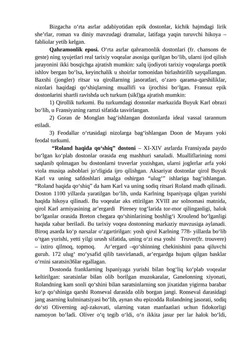 YEVROPA O'RTA ASRLAR ADABIYOTI 4