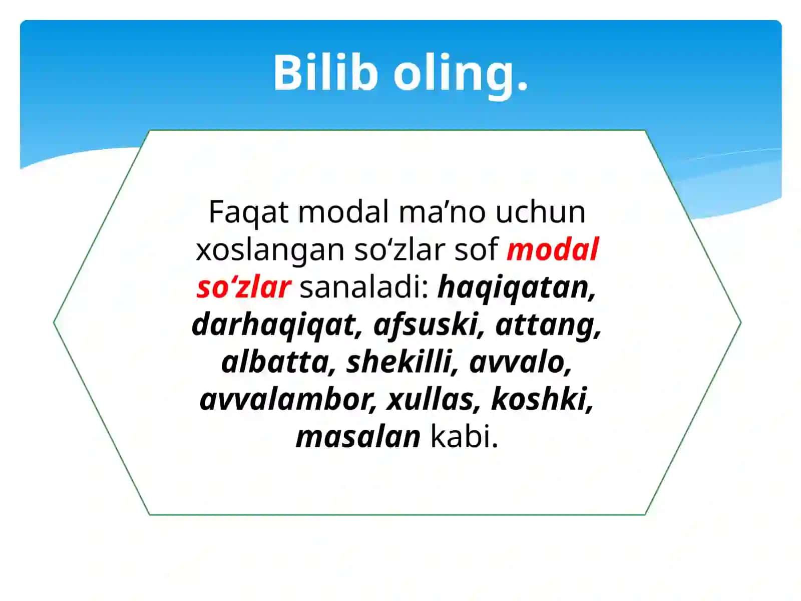 Sof va vazifadosh modal so‘zlar 4