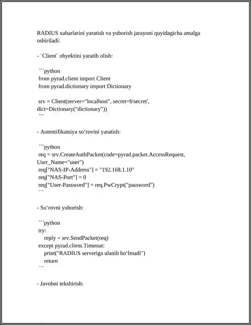 Python’da RADIUS SERVER SIMULYATSIYASI 4