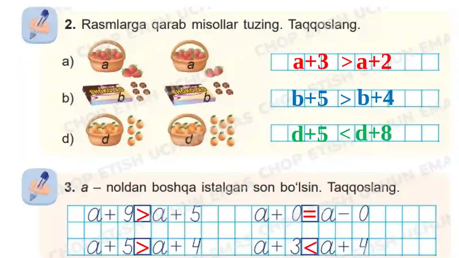 Taqqoslash xossasi 4