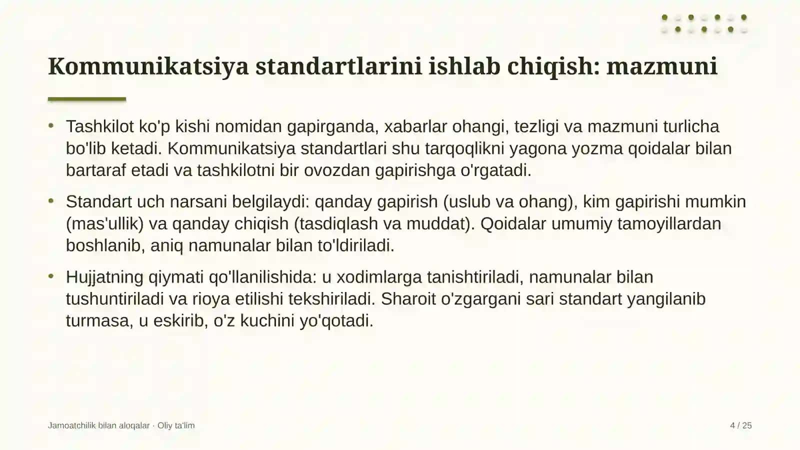 dasturiy ta'minotni testlash sohasida korporativ kommunikatsiya standartlarini ishlab chiqish 9764 4