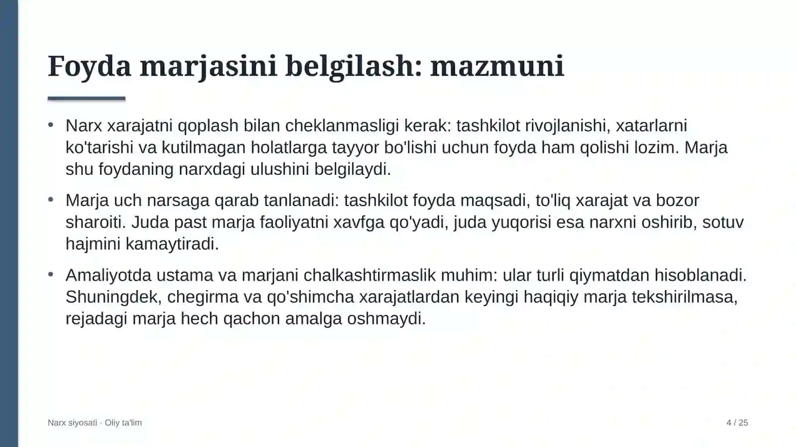 Ijara xizmatlarida foyda marjasini belgilash 4