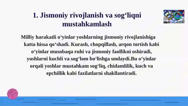 Milliy va harakatli o‘yinlar 4