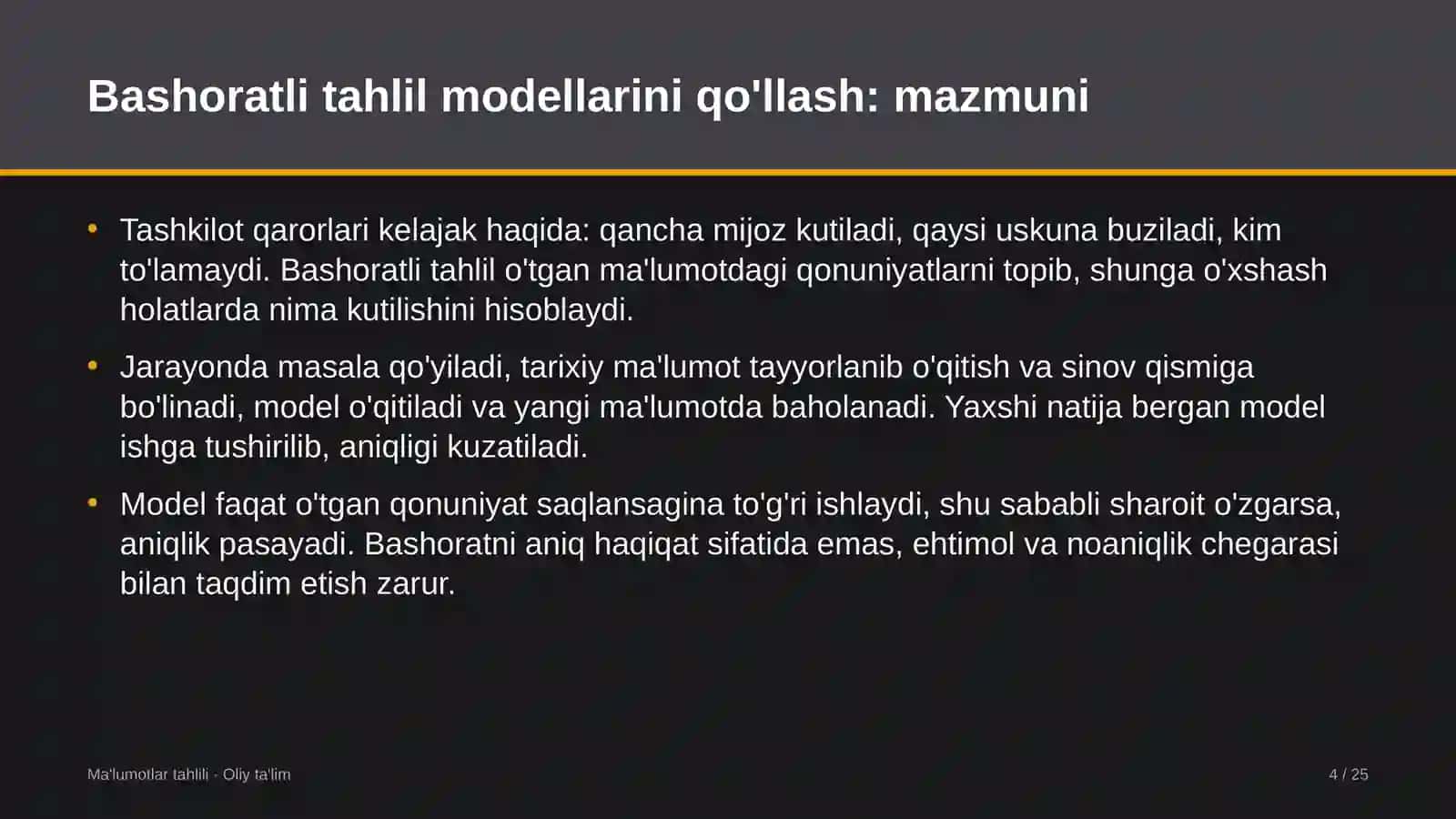 Endokrinologiya dispanserlarida bashoratli tahlil modellarini qo'llash 4