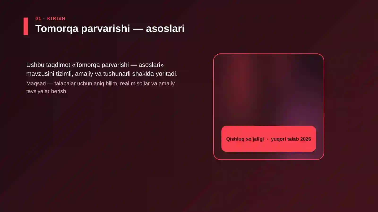 Tomorqa parvarishi - asoslari 4