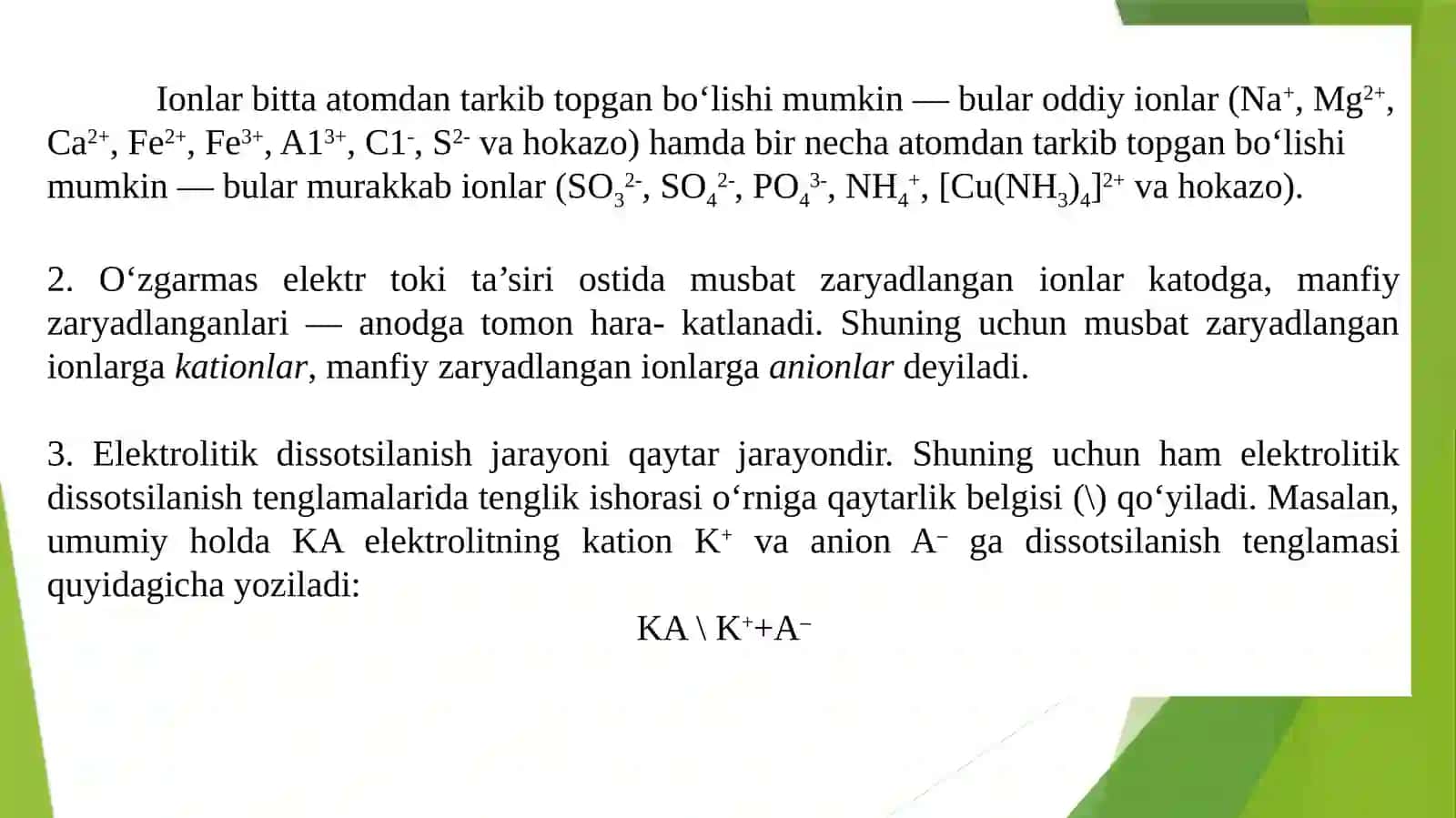 SUVNING ELEKTROLITIK DISSOTSILANISHI 4