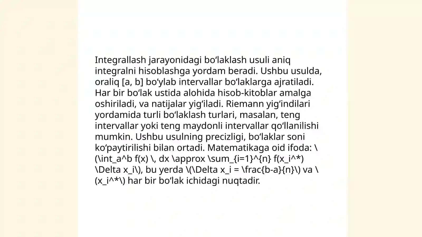 Boʻlaklab integrallash 4