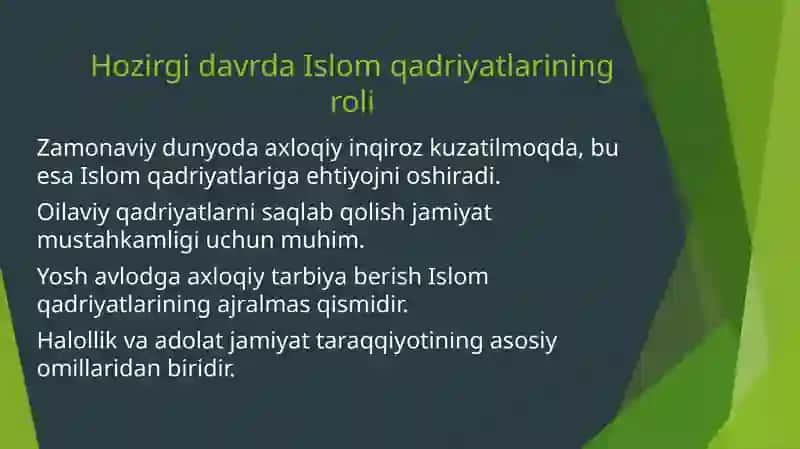 Islom qadryatlari 4