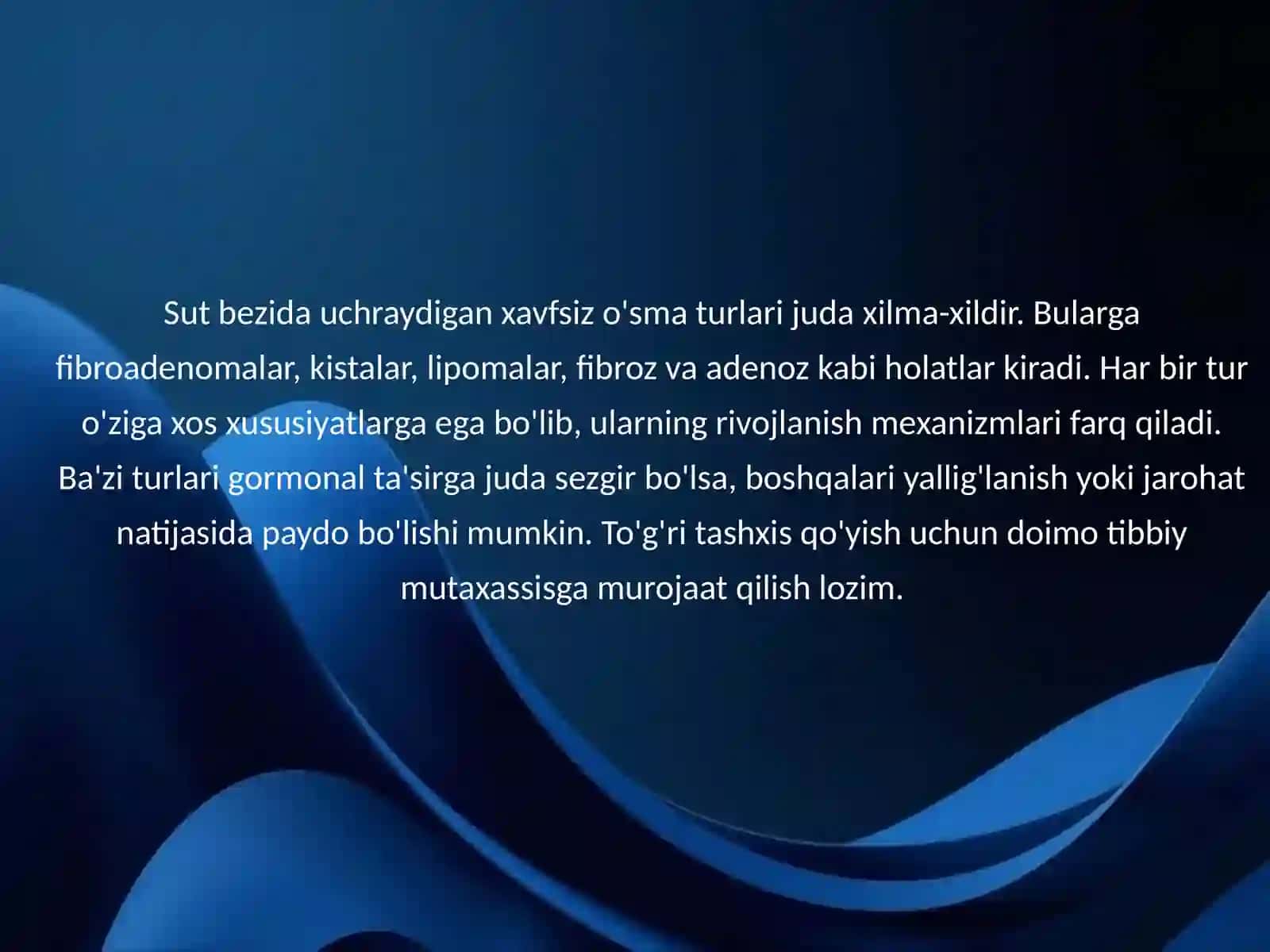 Xavfsiz o'smalar (sut bezi) 4