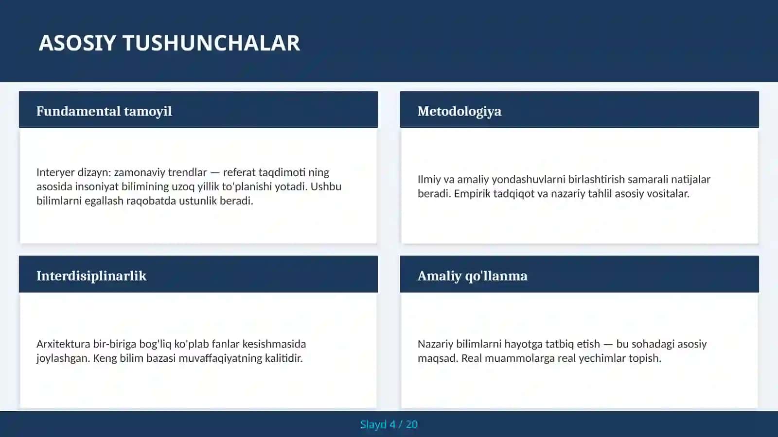 Interyer dizayn: zamonaviy trendlar — referat taqdimoti 4
