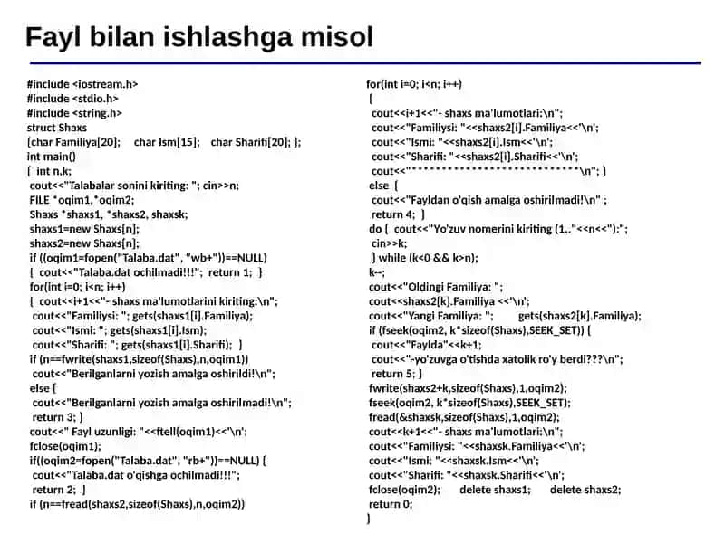 Fayl ko‘rsatkichini boshqarish funksiyalari 4